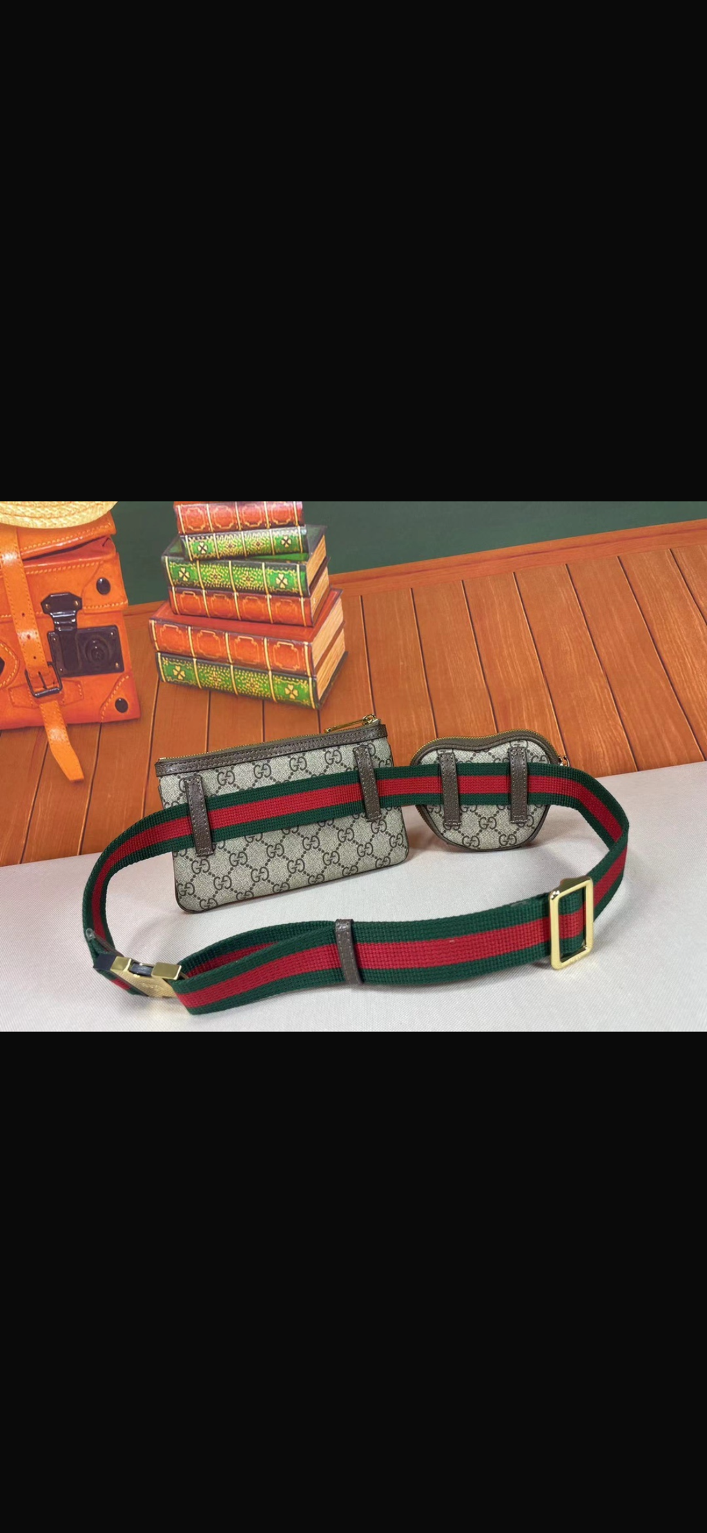 Designer Monogram Belt Bag Set with Signature Stripe - 2 Piece