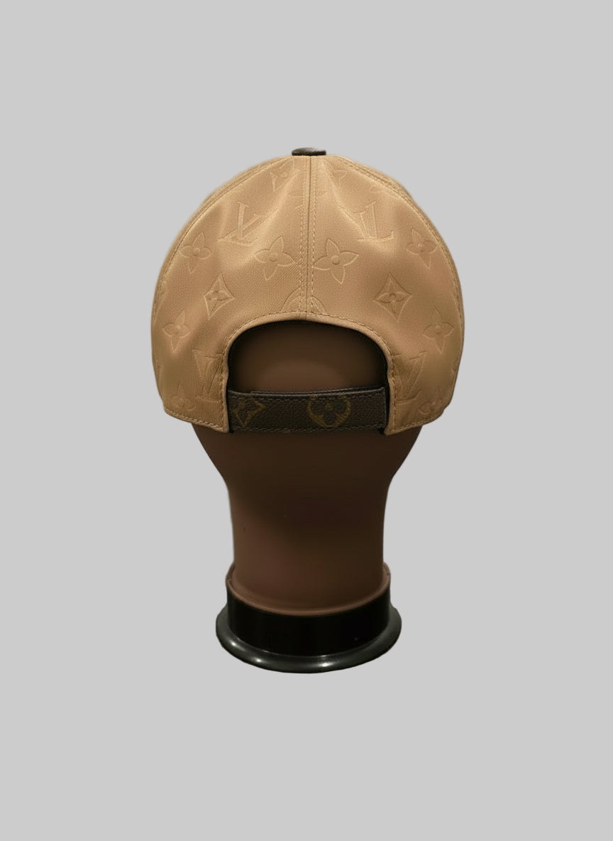 Designer Two-Tone Monogram Baseball Cap - Beige & Brown