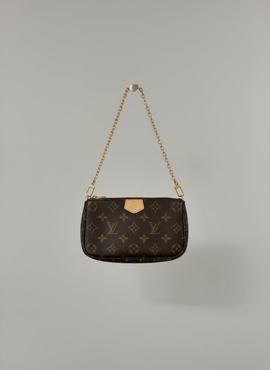Luxury Monogram Multi-Piece Crossbody Set - Brown Canvas with Gold Hardware