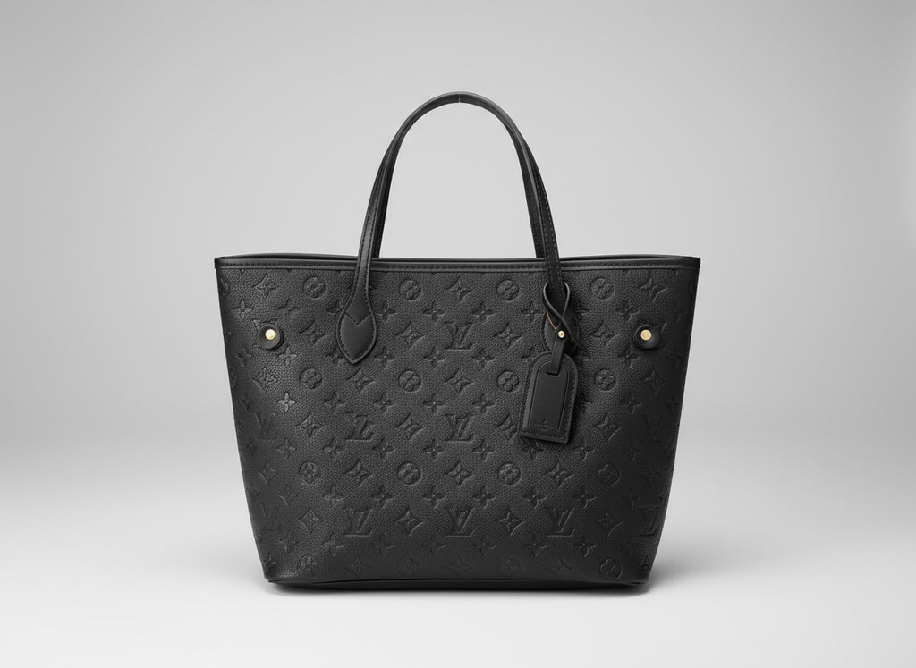 Luxury Monogram Leather Handbag Set - Black