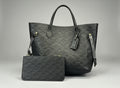 Luxury Monogram Leather Handbag Set - Black