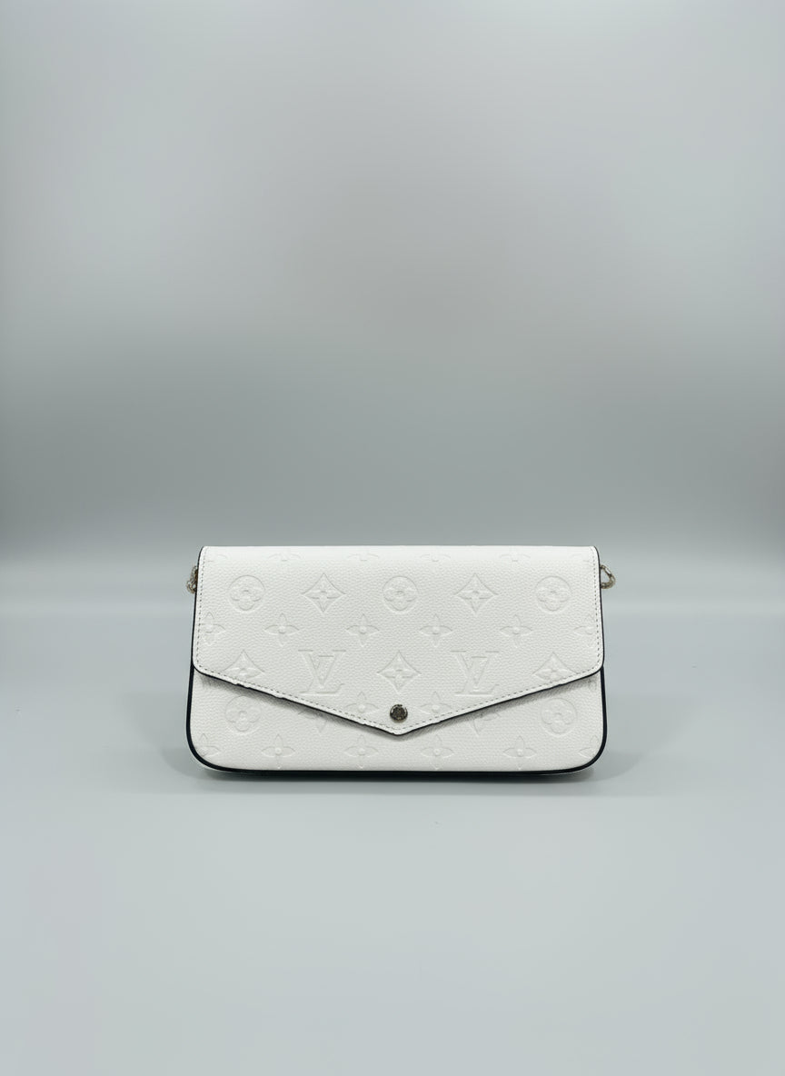 Luxury Embossed Envelope Crossbody Bag Set - White