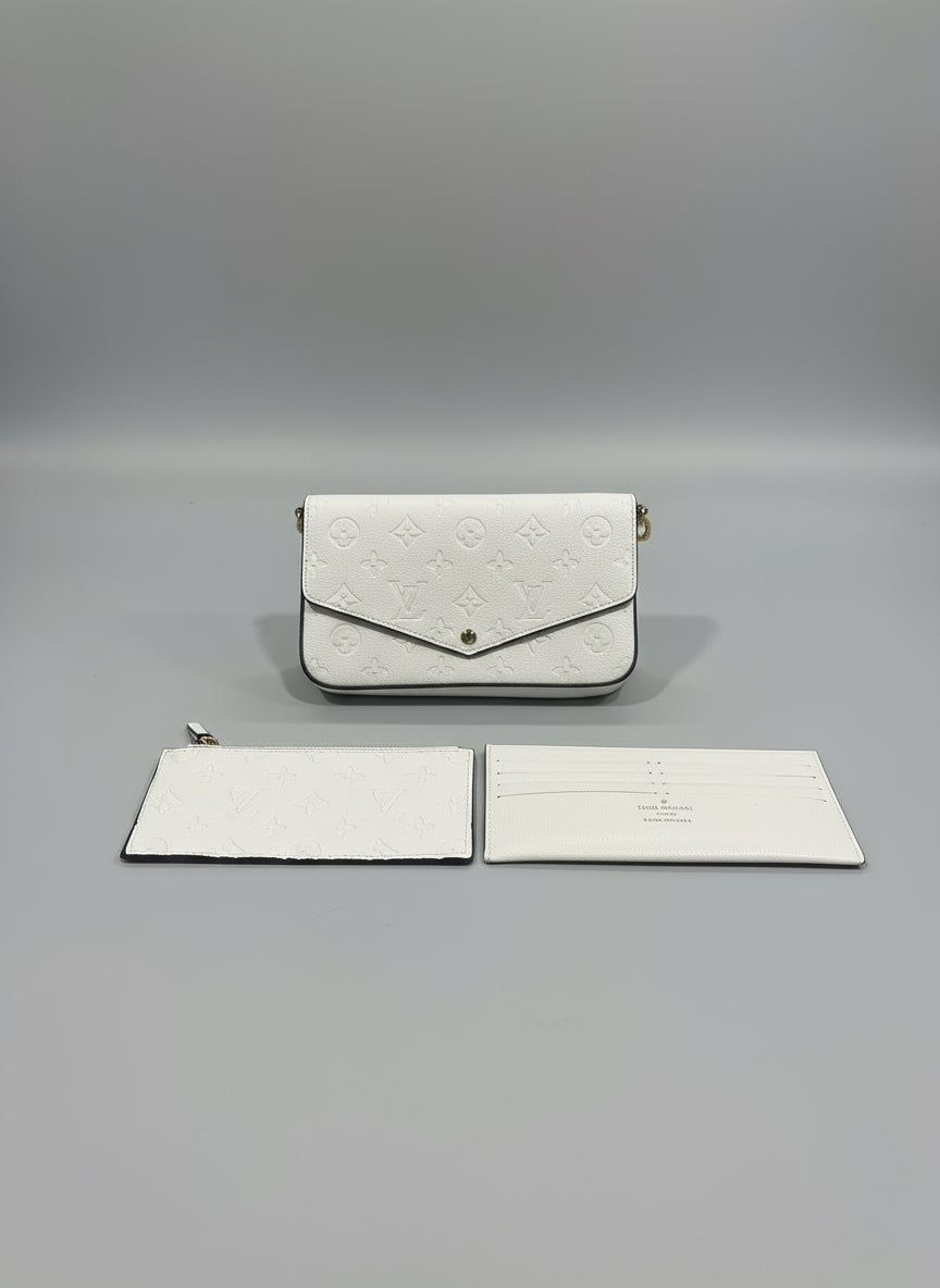 Luxury Embossed Envelope Crossbody Bag Set - White