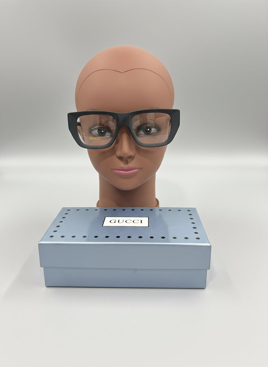 Designer Oversized Square Sunglasses with GG Logo - Black