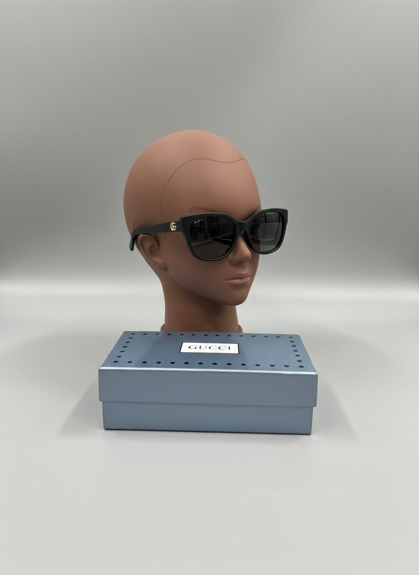 Designer Oversized Square Sunglasses with GG Logo - Black