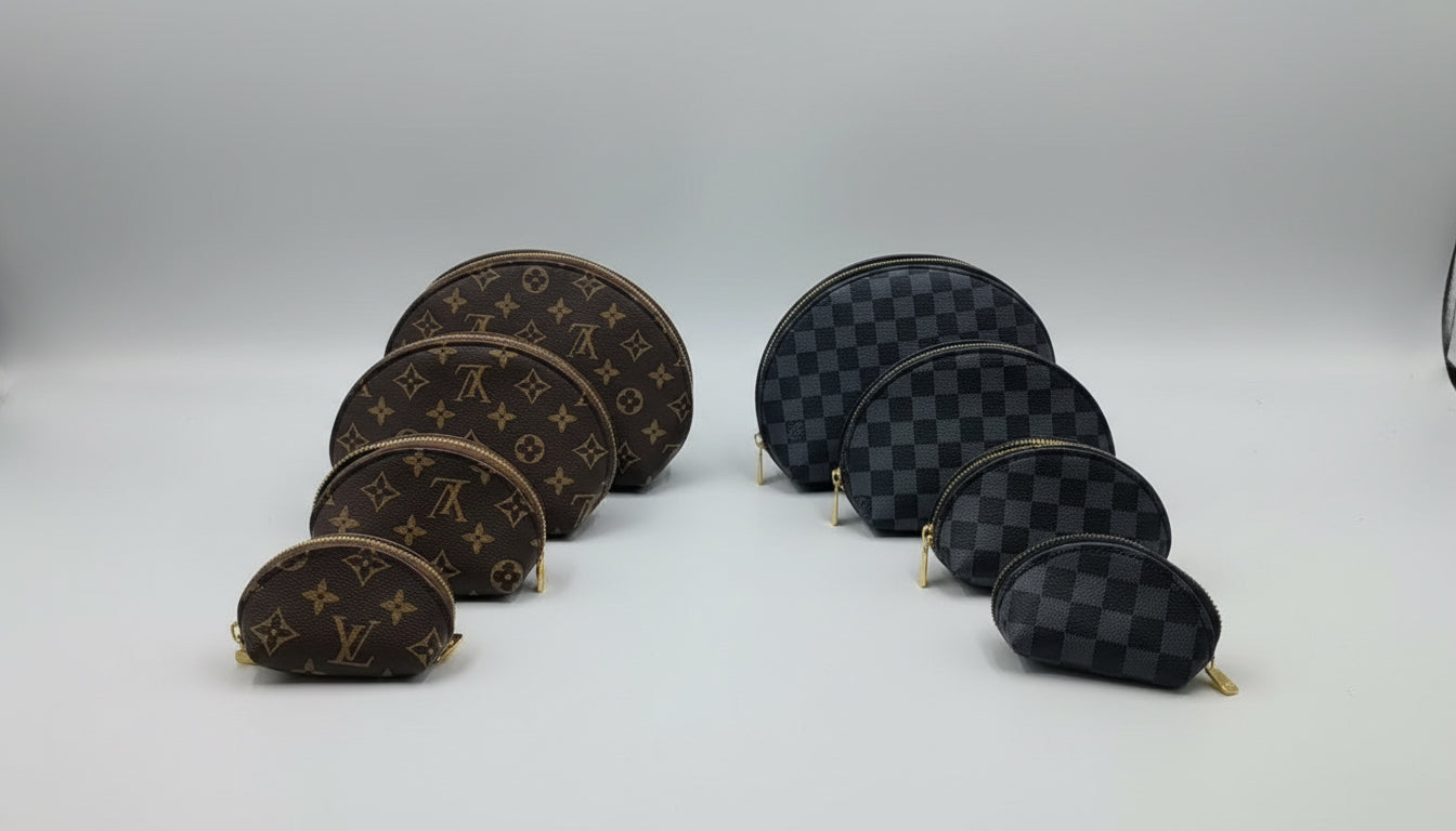 Designer 4-Piece Cosmetic Pouch Set - Nesting Makeup Bags