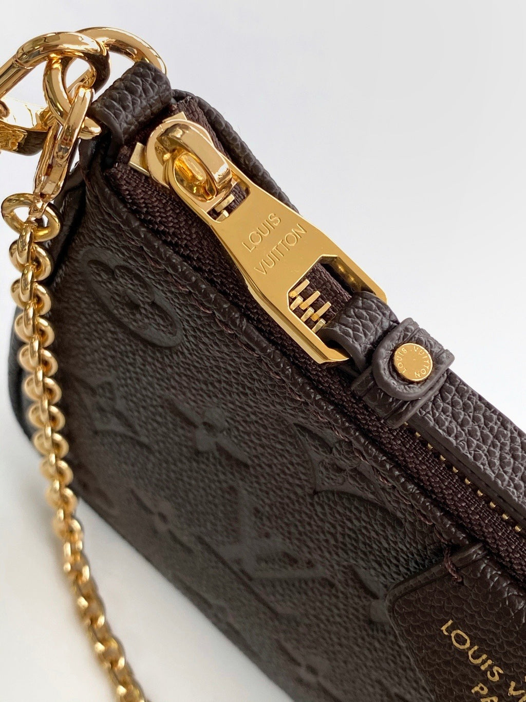 Luxury Monogram Clutch Wristlet with Chain Strap - Brown