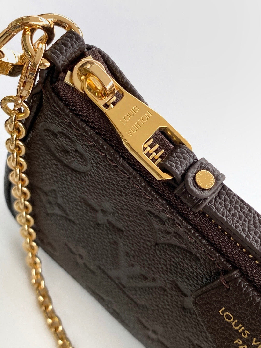 Luxury Monogram Clutch Wristlet with Chain Strap - Brown